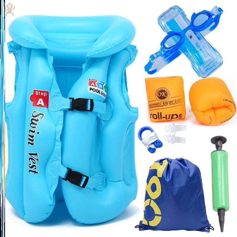 L, 50-70 POUNDS OF BLUE LIFE JACKET + SIX SETS